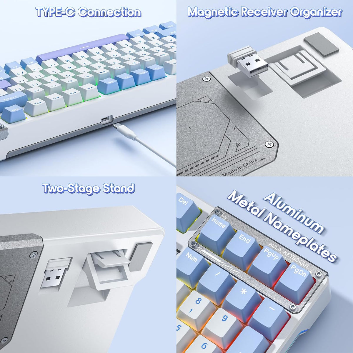 AULA Mechanical Keyboard, Wireless Gaming Keyboards 99 Keys Tri-Mode BT5.0/2....