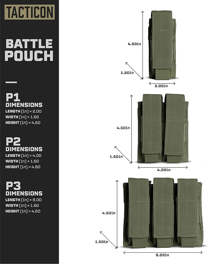 Tacticon P1 P2 P3 BattlePouch | Universal Pistol Mag Pouch | Combat Veteran - Image 5