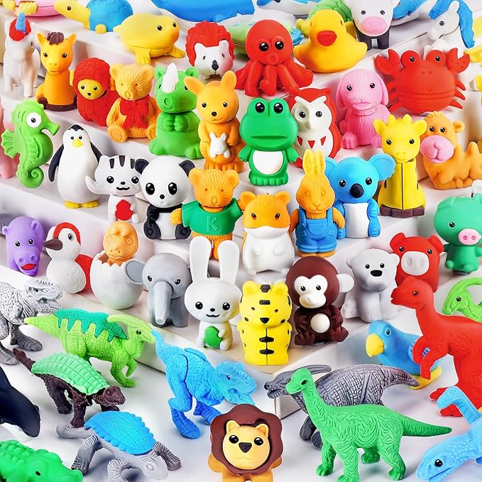 URSKYTOUS 60Pcs Animal Erasers Kids Desk Pets Pencil Erasers 3D Puzzle Bulk by URSKYTOUS