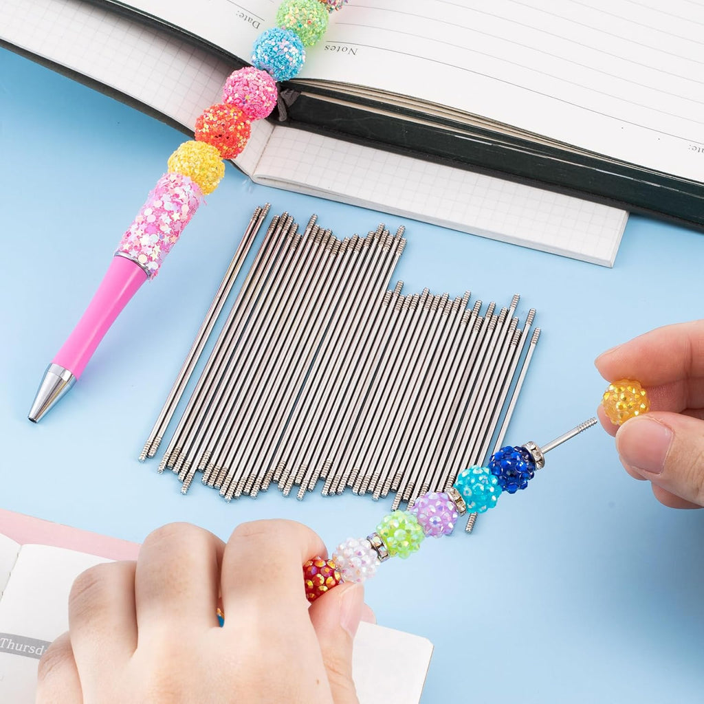 50 Pcs Rust-Resistance Stainless Steel Pen Extenders for Beadable Pens, Beadable Pen Extender Rods, Metal Blank Bars for Beadable Pens (2.83Inches, 3.81 Inches)