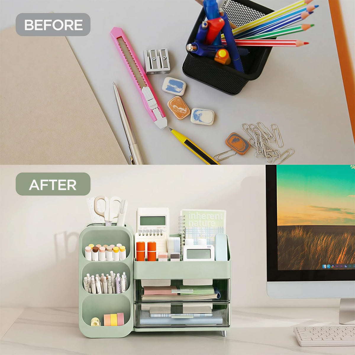 hblife desk organizer with pen pencil holder for, package contents