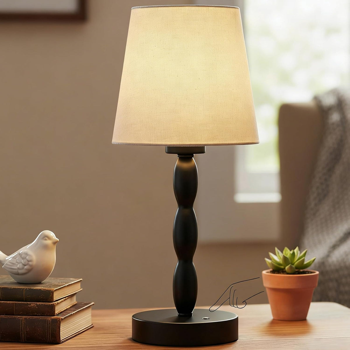 CASTLELIFE Rechargeable Cordless Table Lamp, 5000mAh Battery Powered Touch De...
