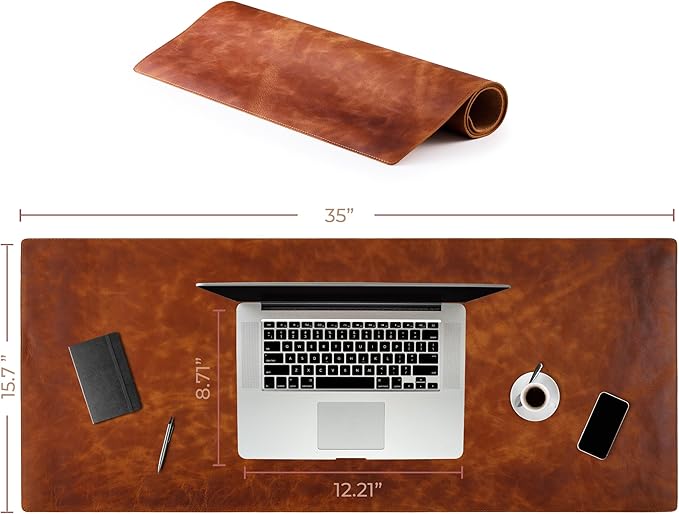 Node Leather Calfskin Leather Desk Pad – Executive Office Desk Mat - Image 6