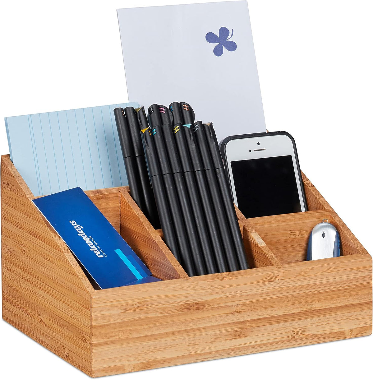 Relaxdays Desk Organiser, 6 Compartments for Pens, Notes, Letters, Paperclips...