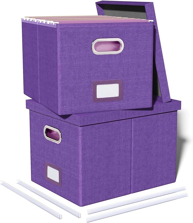 2 Pack File Storage Organizer, Filing Box, Portable File Box by Oterri