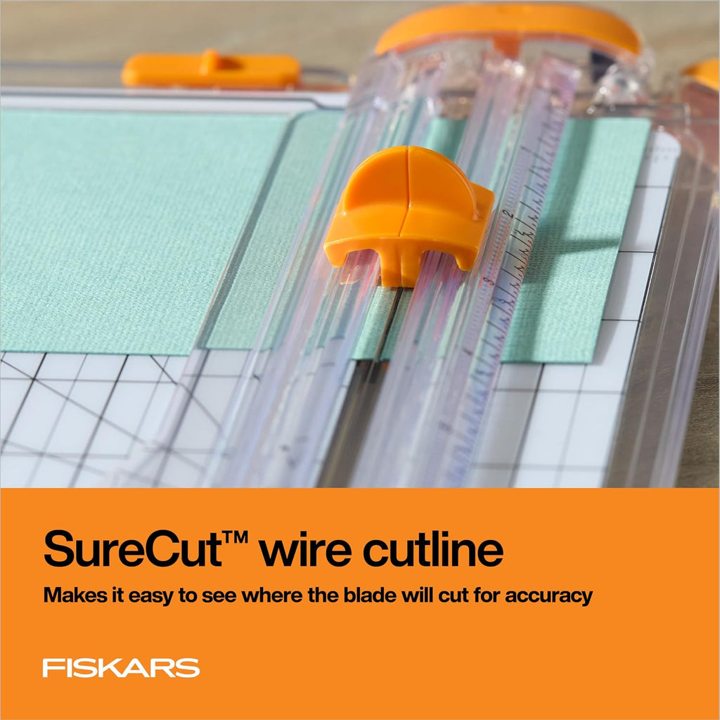 Fiskars SureCut Deluxe Paper Cutter, Precise Trimmer Tool, 12" Cut Length