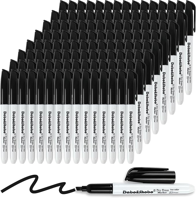 Dabo&Shobo Dry Erase Markers Bulk, Low Odor Dry Erase Markers, Chisel Tip by DaboShobo