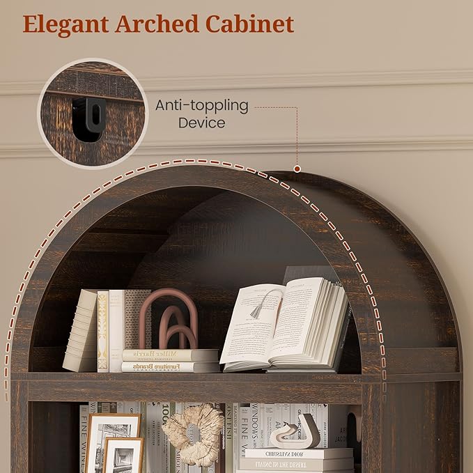 81" Tall Arched Cabinets, Bookcase - Image 5