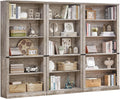 RWYHG 70" Grey Tall Bookshelf Set of 3, 5-Tier Thick Wooden Book Shelf