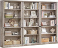 RWYHG 70" Grey Tall Bookshelf Set of 3, 5-Tier Thick Wooden Book Shelf by RWYHG