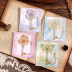 4pcs Metal Bookmarks Set for Reading Women and Men, Enchanted Floral Wing Key - Image 4