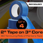 No-Residue Blue Painters Tape 2 inch 4x 60 Yard Roll. Easy-Tear, Pro-Grade - Image 3