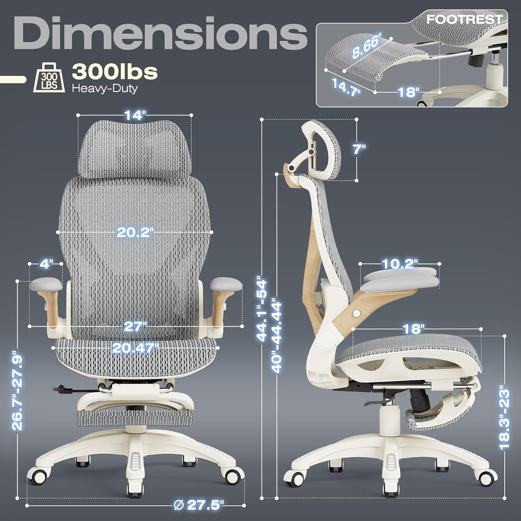 elabest x100 ergonomic mesh office chair with footrest shown in use