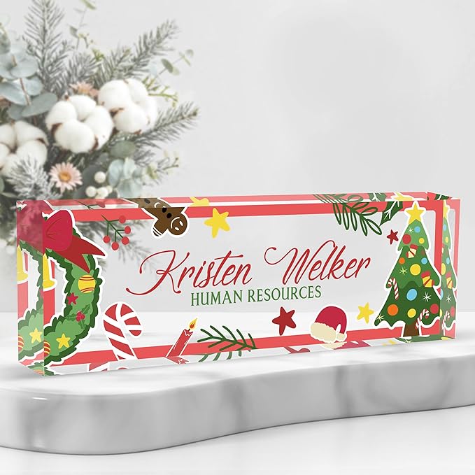 Personalized Name Plate for Desk Custom Acrylic Desk Name Plate Custom Employee by AZUFEMOS