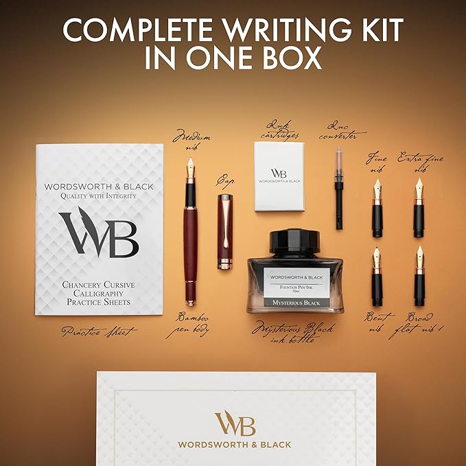 Wordsworth & Black Fountain Pen Gift Set, Includes Ink Bottle, 6 Ink Cartridges - Image 3