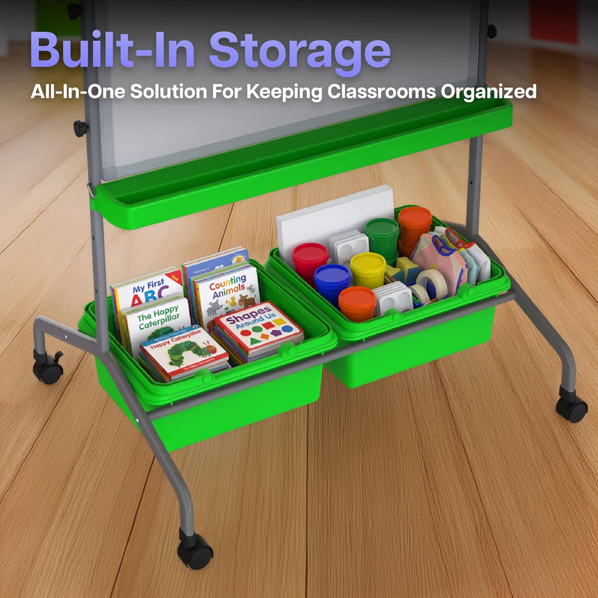 Stand Up Desk Store Mobile Whiteboard and Flipchart Easel with Storage Bins a...