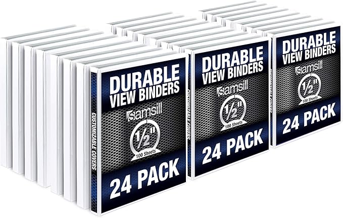 Samsill Durable .5 Inch Binder, Made in the USA, Round Ring Customizable Clear by Samsill