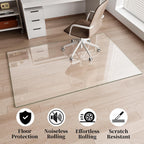 Glass Chair Mat 30" x 48" Tempered Glass Office Chair Mat | Glass Desk Chair Mat with Round Corner and Polished Edge for Smooth Glide, Glass Floor Mat for Carpet Hardwood Floor