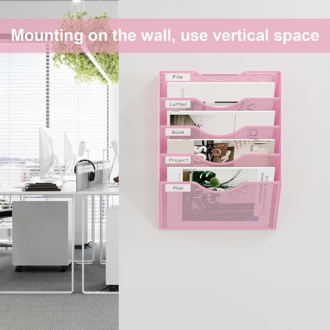 EasyPAG 5 Pocket Mesh Wall File Organizer, Hanging Paper Folder Holder - Image 5
