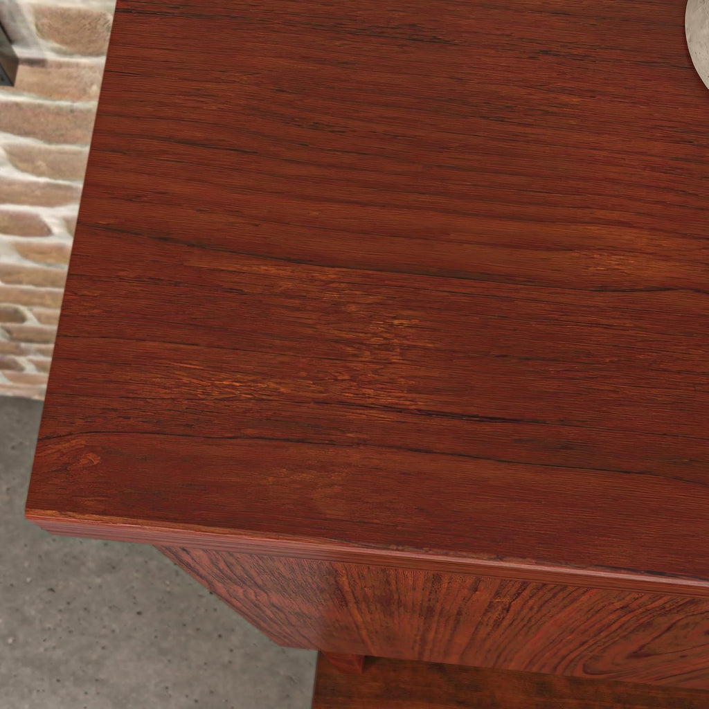 Pemberly Row Engineered Wood 60" x 36" Hutch, Classic Cherry Finish, Hidden Storage Behind Four Doors, Durable Office Desk Hutch for Workspace Organization