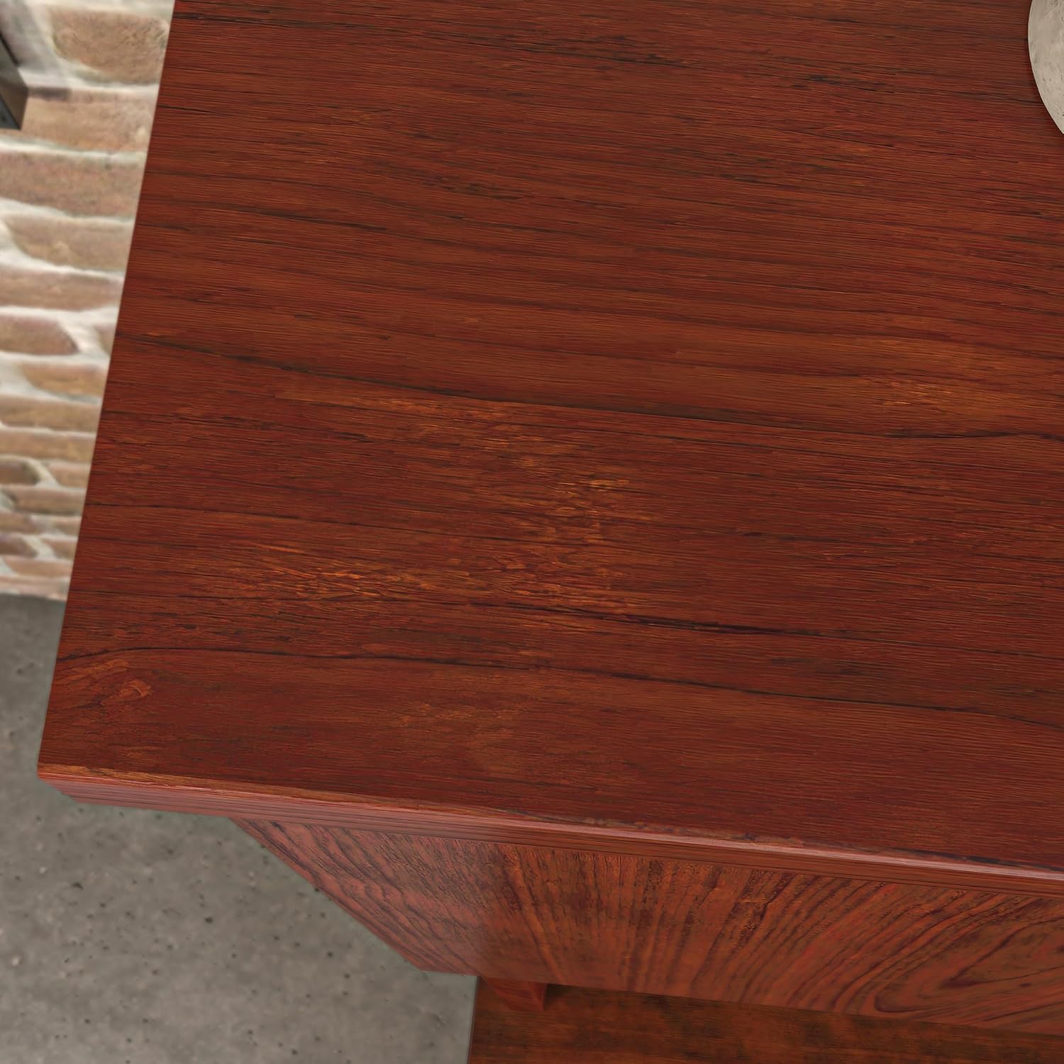Pemberly Row Engineered Wood 60" x 36" Hutch, Classic Cherry Finish, Hidden Storage Behind Four Doors, Durable Office Desk Hutch for Workspace Organization
