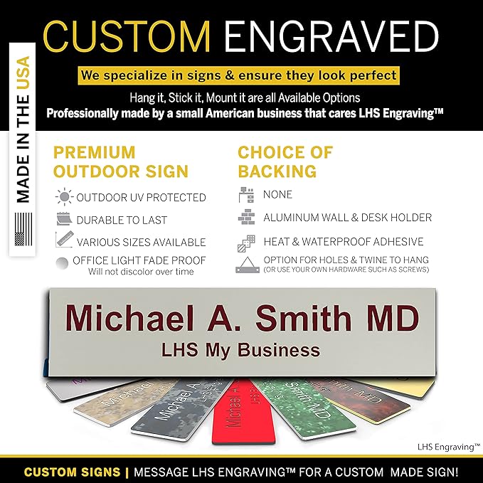 Engraved Name Plates for Door Sign Personalized Gray Plastic Plaque - Image 3