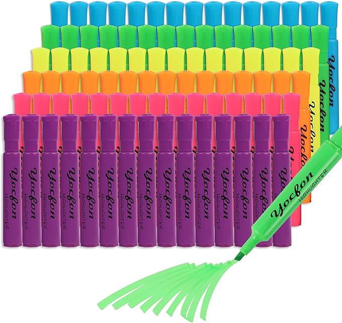 Yocfon Highlighters 90 Pack, Chisel Tip, Tank Style Highlighters Assorted by Unknown