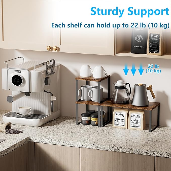 Golener Countertop Organizer Corner Shelf, 2 Tier Adjustable Stackable Corner - Image 4