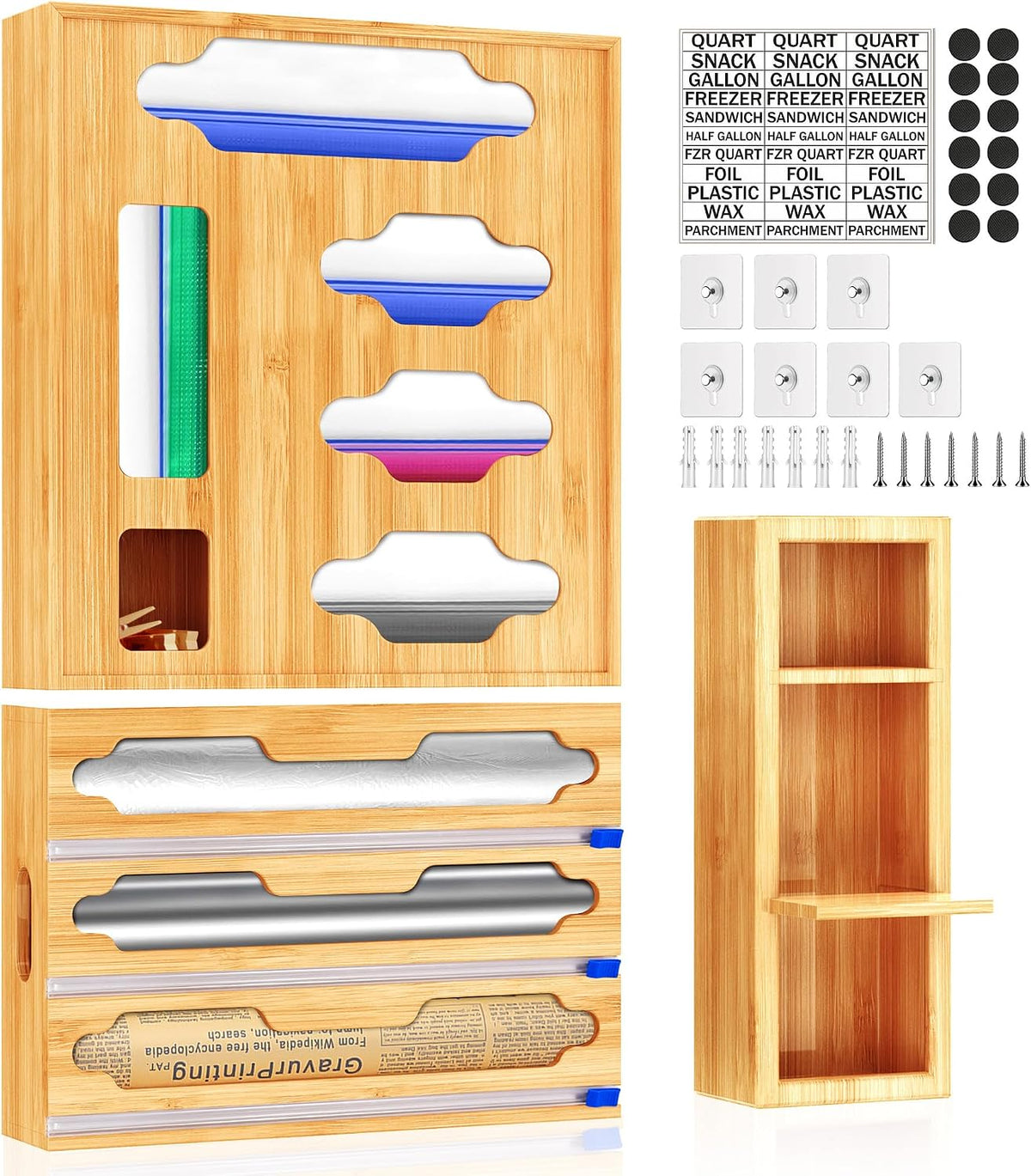 Sandwich Bag & Organizer, Aluminum Foil & Plastic Wrap Cutter
