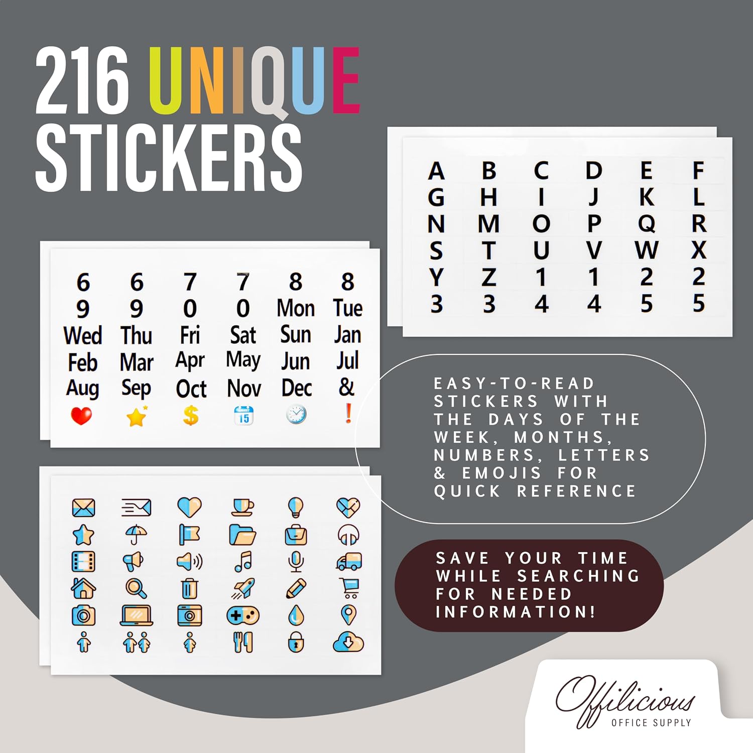 Index Card Dividers 3x5" — 100 Pcs of Cardboard Alphabet Dividers with 108 Stickers & Tabs for Index Card Organizer Holder, Storage File Box, Notecard Organizers — Recipe, Monthly, Alphabetical Cards