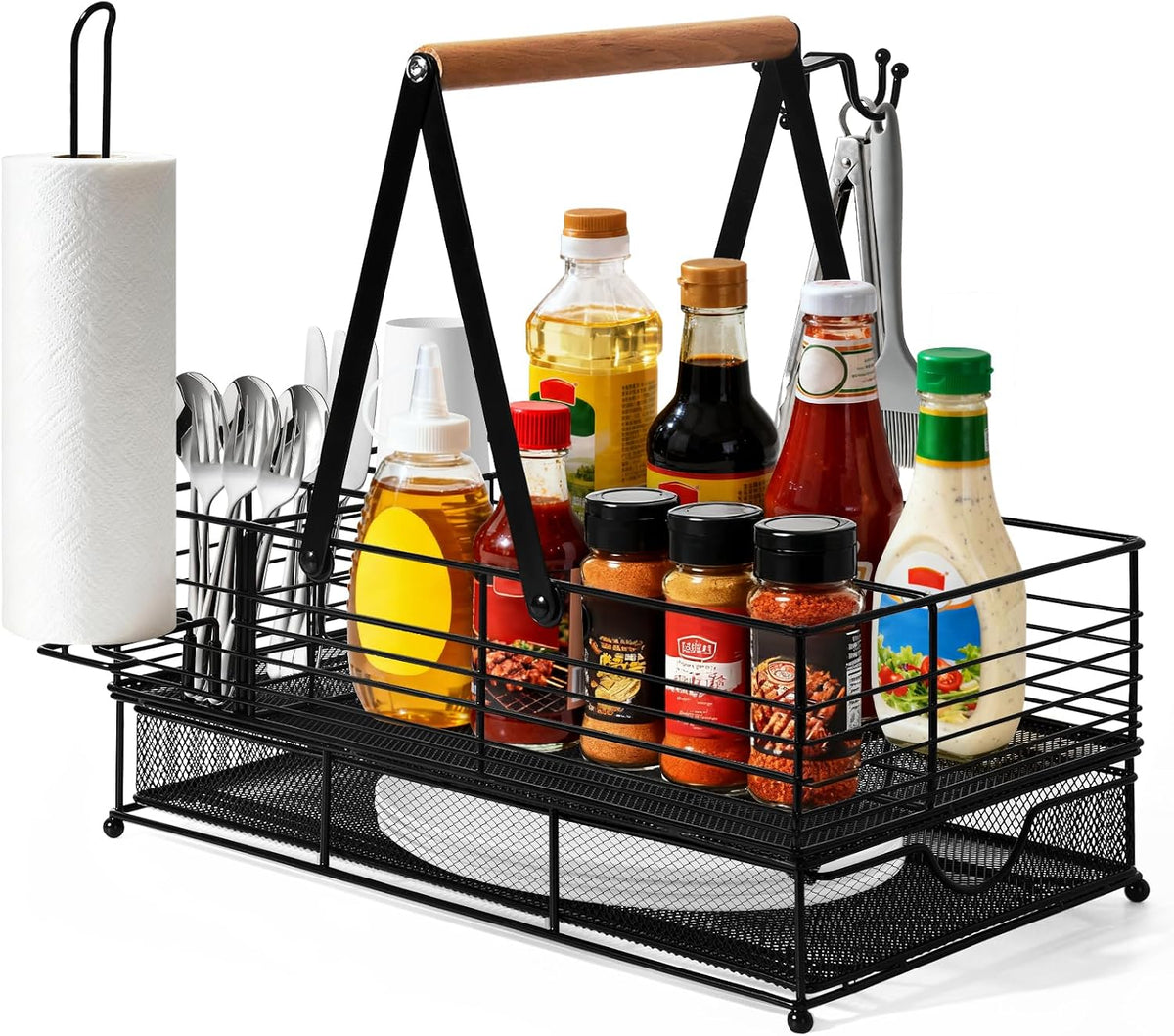 Grill Caddy, BBQ Caddy with Paper Towel Holder, Griddle Organizer, Plate and ...