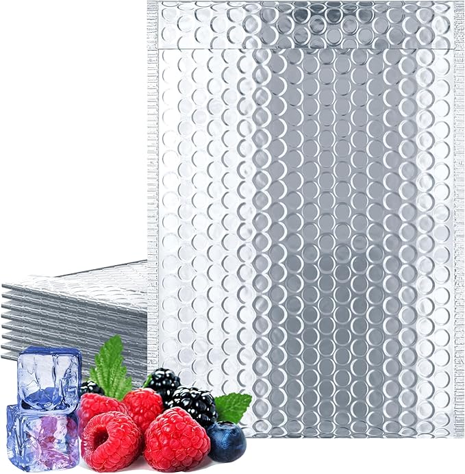 Amiff Silver Thermal Bubble Mailer, 12 x 17 Inches. 10 Pack Metallic Bubble by AMIFF