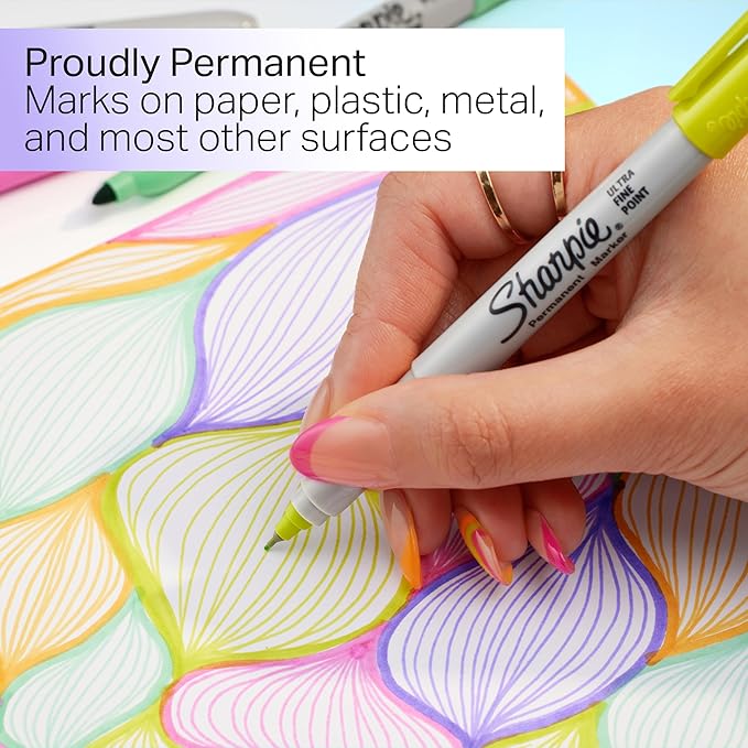 Sharpie Glam Pop Permanent Markers, Ultra Fine Tip Set, Coloring and Drawing - Image 3