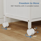 DUMOS 3 Drawer Mobile File Cabinet, Space Saving Rolling Printer Stand | Freestanding Fabric Lateral Filing Cabinet Fits A4/Letter Size, Printer Cart with Open Storage Shelf for Home Office, White