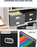 2 Pack File Organizer Box with Lid, Large Hanging Filing Box with Mesh Pocket - Image 3