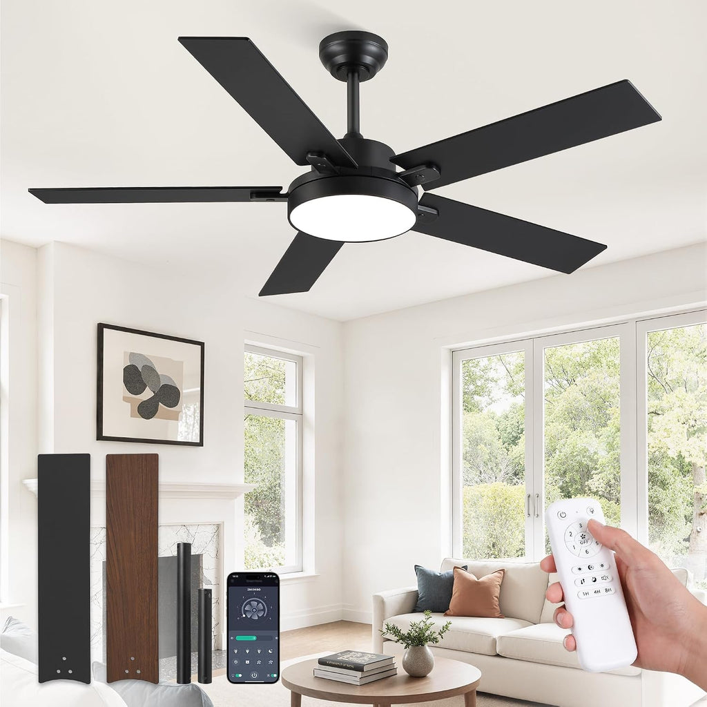 zmishibo 52 inch ceiling fan with light, 30w, main product view