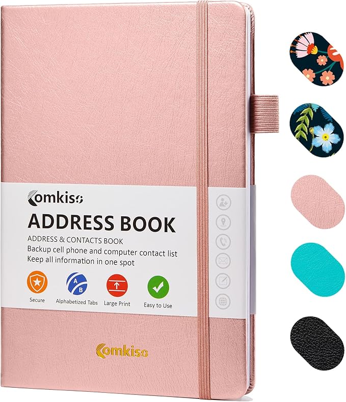 Comkiso Address Book with Individual Alphabetical Tabs Laminated, Large Print by Comkiso