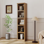 blini 5-Shelf Narrow Bookcase White Wooden Tall Bookshelves Floor Standing by blini