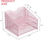 Samstar Pink Desk File Organizer, Mesh Letter File Folder Holder - Image 2