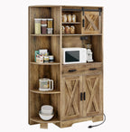 yitahome 67" farmhouse pantry with power outlet & showing dimensions