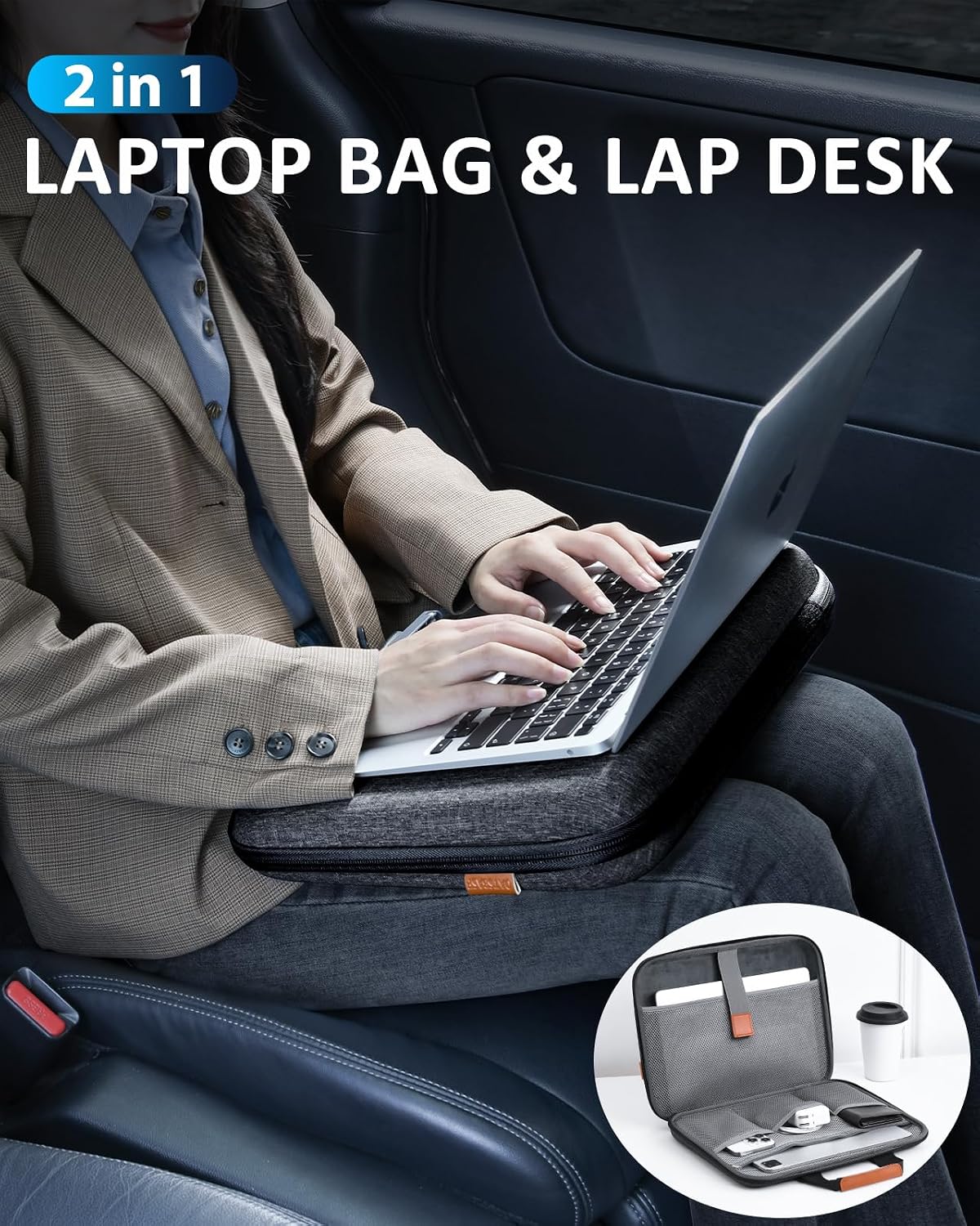 Hard Laptop Case 15.6 Inch with Stopper and Book Clip - Black