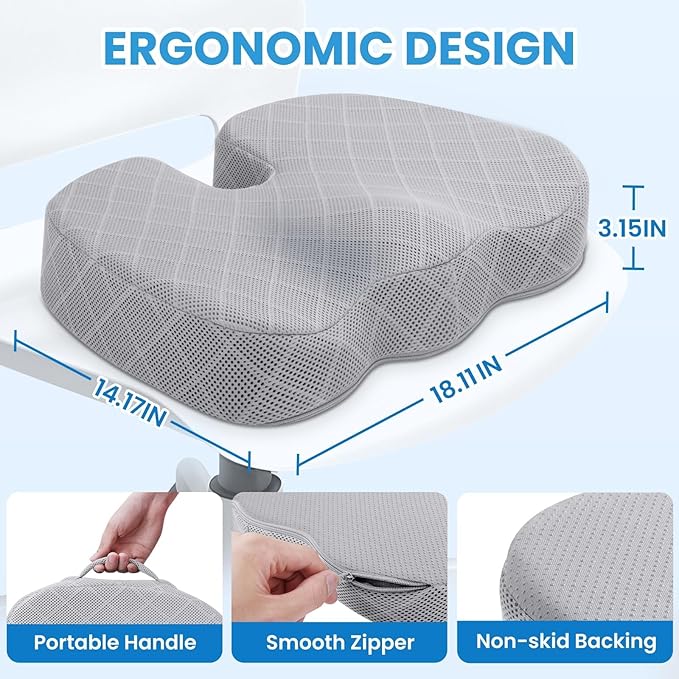TushGuard Office/Car Seat Cushion, Non-Slip Sciatica & Back Coccyx Tailbone - Image 2