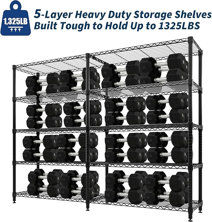 MilleLoom 5-Tier Storage Shelves, H-Shaped/L-shaped Shelf - Image 4