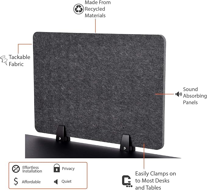 ReFocus™ Raw Clamp-On Acoustic Desk Divider – Reduce Noise and Visual - Image 7