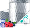 Amiff Silver Thermal Bubble Mailer, 11 x 15 Inches. 50 Pack Metallic Bubble by AMIFF