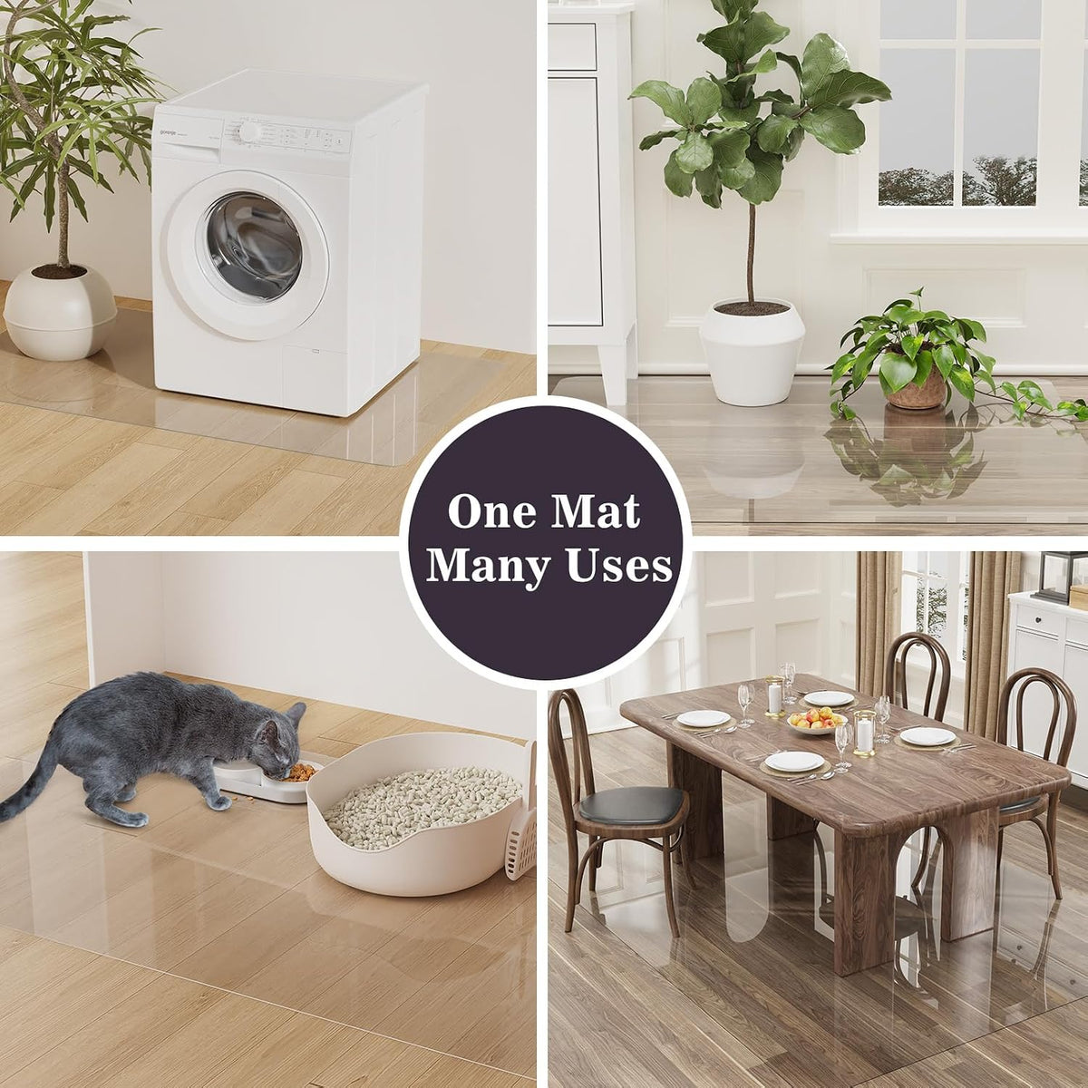 6'×9' No Spill Floor Mat, Easy Care Plastic Area Rug Protector Cover