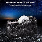Bling Crystal Luxury Handmade Diamond Desktop Tape Dispenser for Fashion Girls Women (Black)