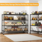 Himimi Storage Shelves with Wheels, 4-Tier Heavy Duty Steel Wire Rack Storage - Image 3