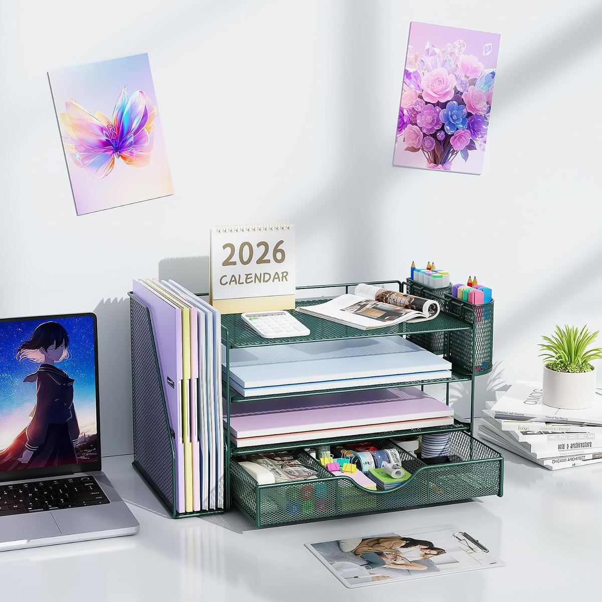 gianotter 4-tier desk organizer with drawers, file holders on a desk or shelf