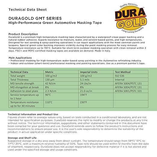 Dura-Gold Green Automotive Masking Tape 1 Inch, 3 Rolls - Image 6